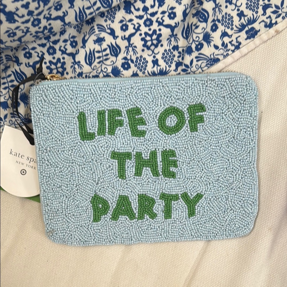 Kate Spade Blue and Green Beaded Clutch
